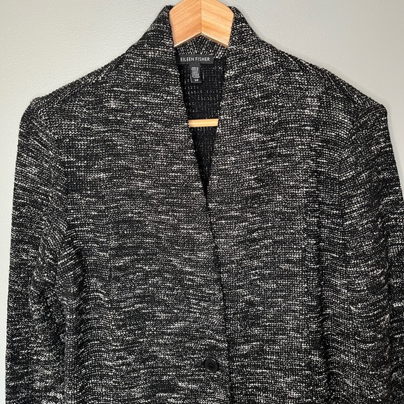 Eileen Fisher Micro Tweed Knit Single Button Sweater Blazer - Picture 4 of 10